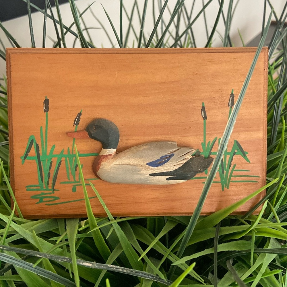 Vintage mini wood hand carved mallard 4 x 6 inches